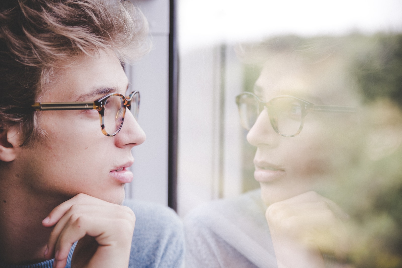 young man visualizing an outcome